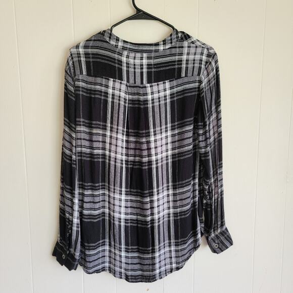 Vintage Havana Black and White Plaid Front Twist Blouse - Picture 2 of 3